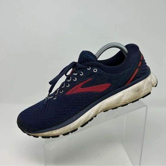 Brooks Ghost 11 Navy Blue with Pink Stripe Lace Up Active Running Shoe Size 10 - Picture 3 of 11